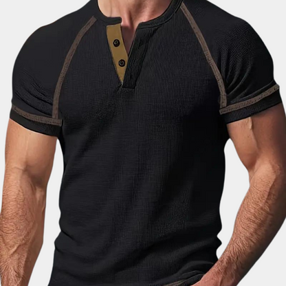 Herren-T-Shirt | Kurzarm | Atmungsaktiv | Sommershirt | Herrenbekleidung-Schwarz-S-Chaps Herrenmode