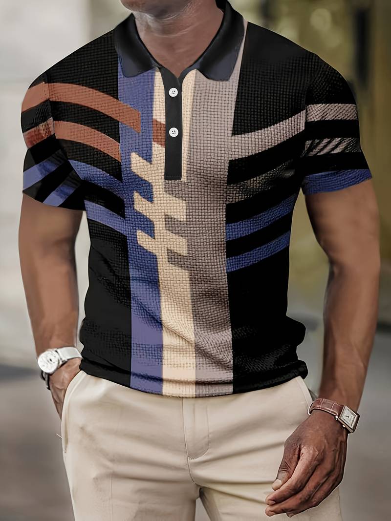 Herren T-Shirt Kurzarm Umlegekragen Weiß - Eveloria