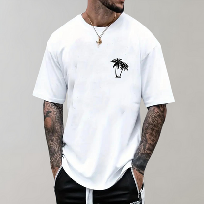 Herren T-Shirt Kurzarm Rundhalsausschnitt Palme Sommer - Eveloria