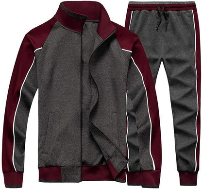 Herren-Trainingsanzug – Sportliches Set aus Jacke mit Reißverschluss und Trainingshose-Grau-S-Chaps Herrenmode