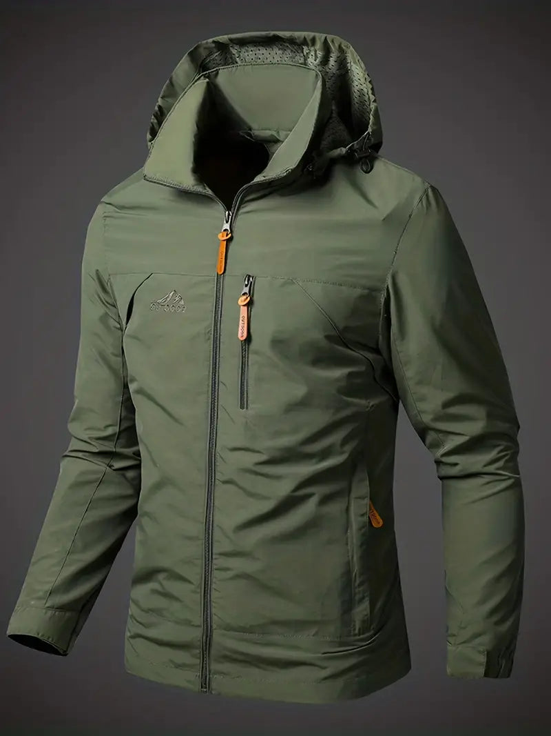 Herren Windjacke Wasserdicht Mit Kapuze Outdoor Schwarz - Eveloria
