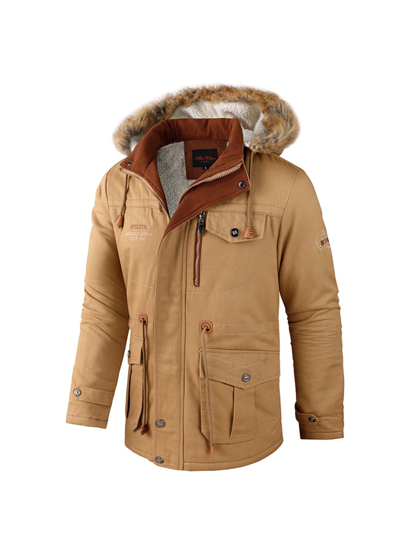 Herren Winterparka Warm Mit Kapuze Schwarz - Eveloria