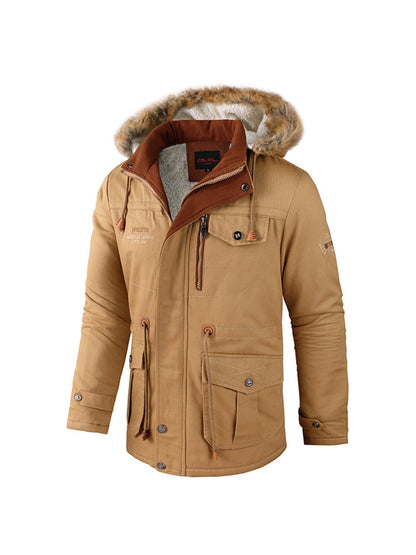 Herren Winterparka Warm Mit Kapuze Schwarz - Eveloria