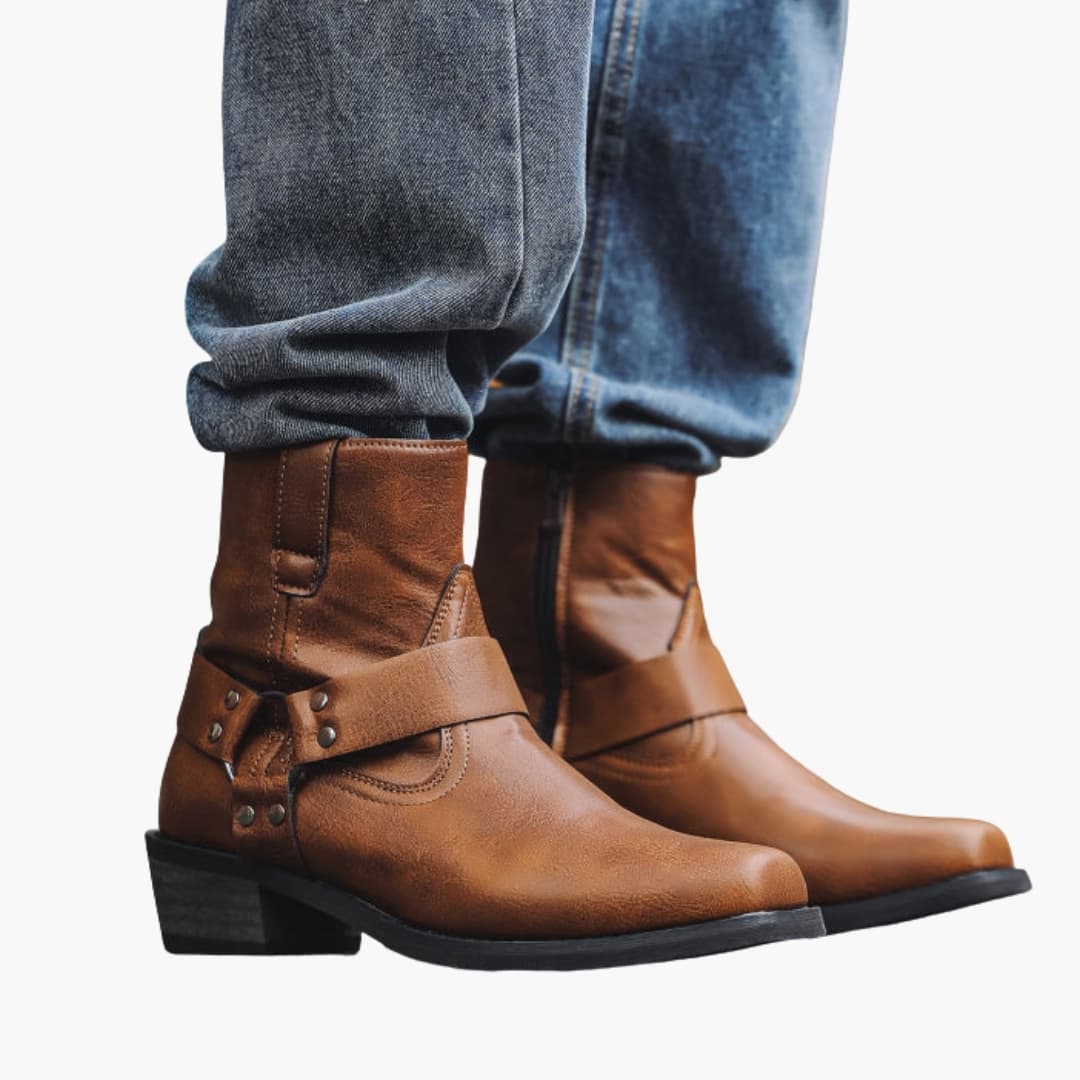 Herren Stiefeletten Niedriger Absatz Leder Braun