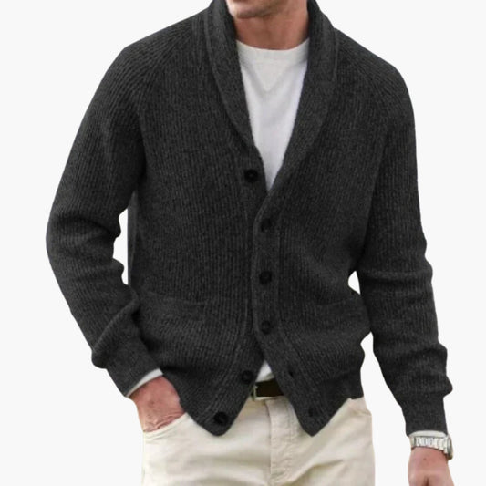 Herren Strickcardigan Mit Schalkragen - Eveloria