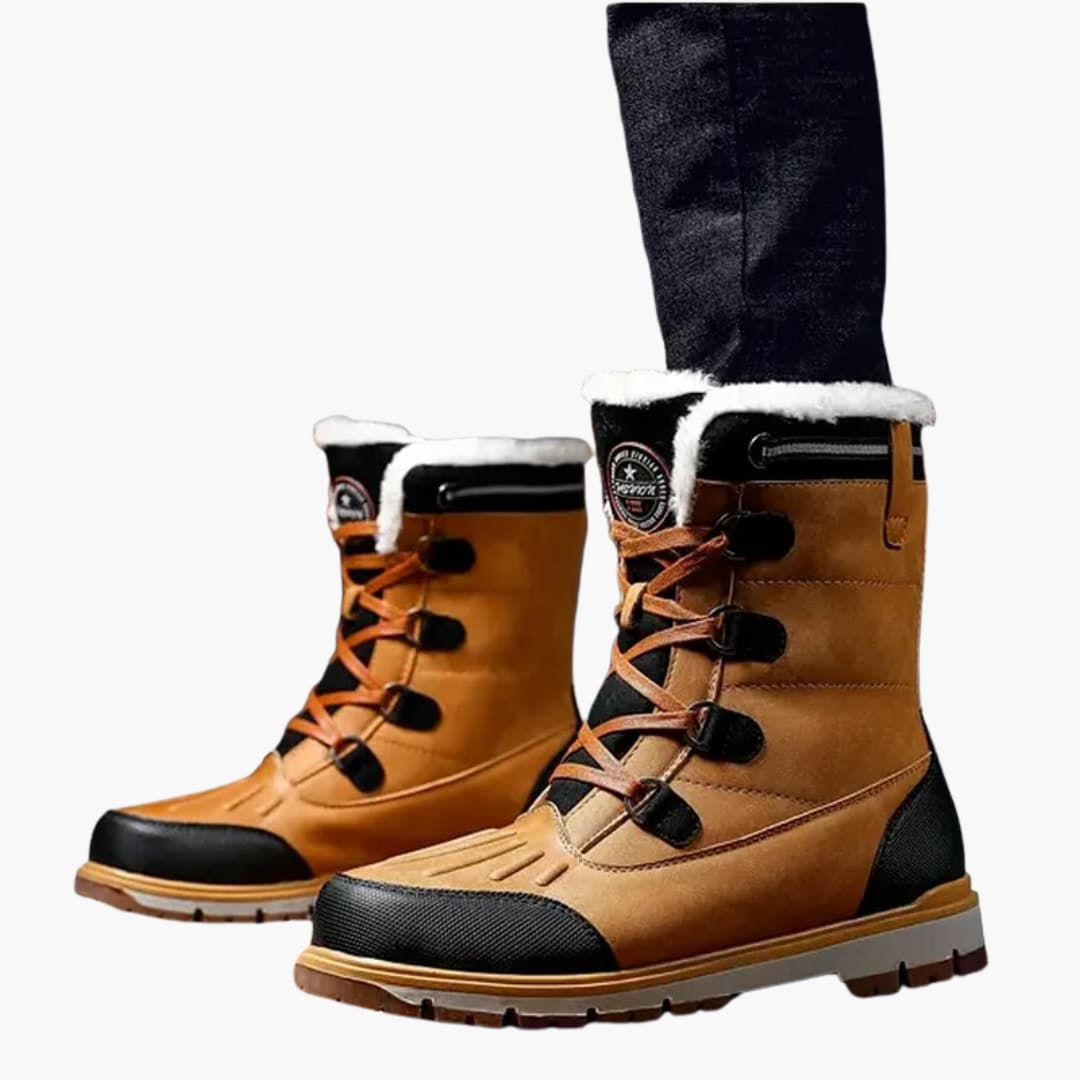 Herren Winterstiefel Schnürung Rutschfeste Gummisohle Warm Schwarz - Eveloria