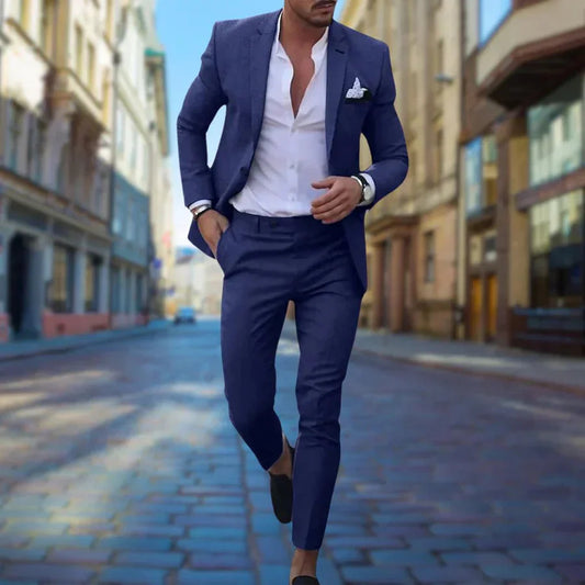 Herren Slim-Fit Zweiteiler Anzug Maßgeschneidert Hochzeitsanzug - Eveloria
