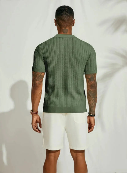 Herrenhemd - Gestrickt - Kurzarm - Sweater T-Shirt - Button-Up Shirt-Chaps Herrenmode