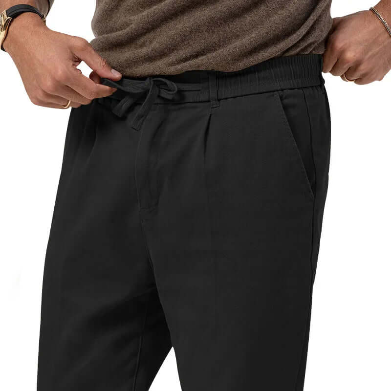 Herren Leinenhosen Elastischer Bund Beige - Eveloria