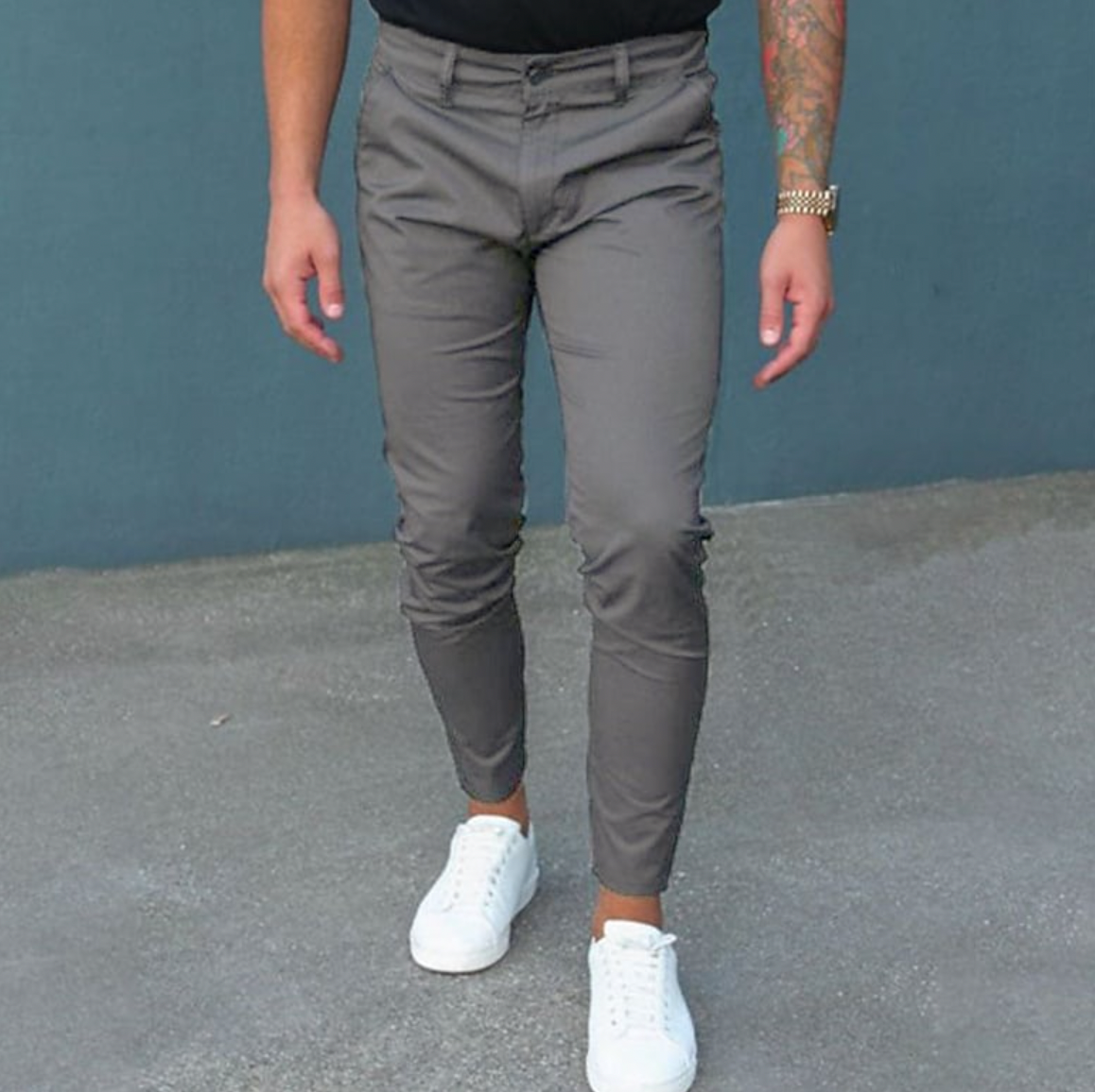 Herrenhosen - Stretch-Skinny Chino-Hose in schmaler Passform-Grau-XS-Chaps Herrenmode