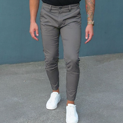 Herrenhosen - Stretch-Skinny Chino-Hose in schmaler Passform-Grau-XS-Chaps Herrenmode