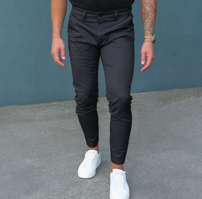 Herren Chino-Hose Stretch Skinny schmal Schwarz - Eveloria
