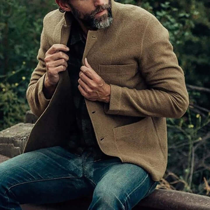 Herrenjacke – Einreihig – Taschen – Sommerjacke – Freizeitjacken für Herren-Braun-M-Chaps Herrenmode
