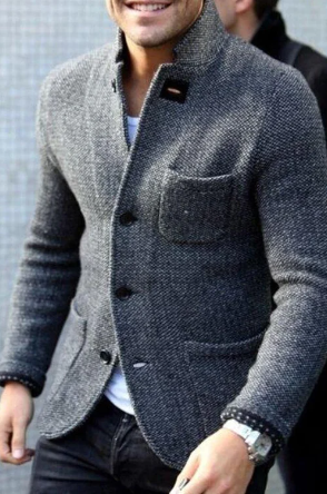 Herren Blazerjacke Tweed Einreihig Braun - Eveloria