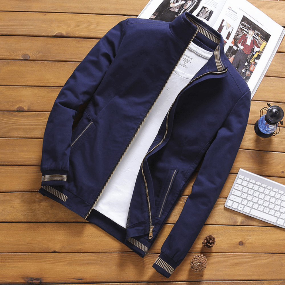 Herren Sommerjacke Stehkragen Zip-Up Harrington Style - Eveloria