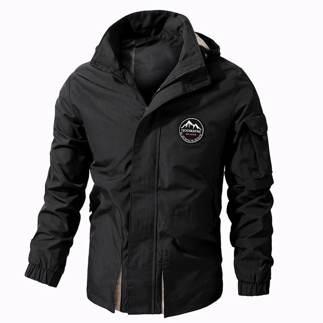 Herren Outdoorjacke Wasserdicht Mit Kapuze Schwarz - Eveloria