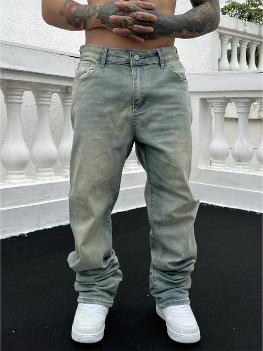 Herren Baggy-Jeans Locker Sitzend Gewaschen Blau - Eveloria