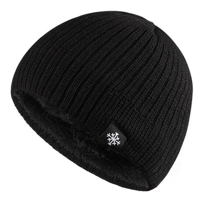 Herren Strickmütze Fleece gefüttert Warm Schwarz - Eveloria