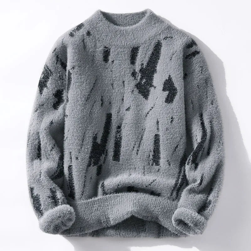 Herren Strickpullover Flauschig Warm Schwarz - Eveloria