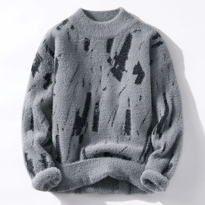 Herren Strickpullover Flauschig Warm Schwarz - Eveloria
