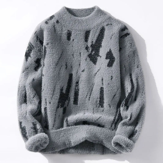 Herren Strickpullover Flauschig Warm Schwarz - Eveloria