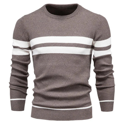 Herrenpullover – Strickpullover mit Rundhalsausschnitt-Braun-S-Chaps Herrenmode