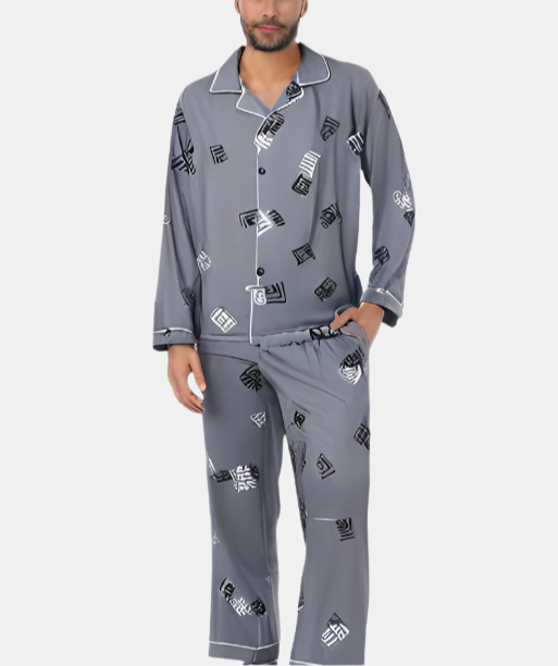 Herren Langarm Pyjama Set Baumwolle Lang - Eveloria