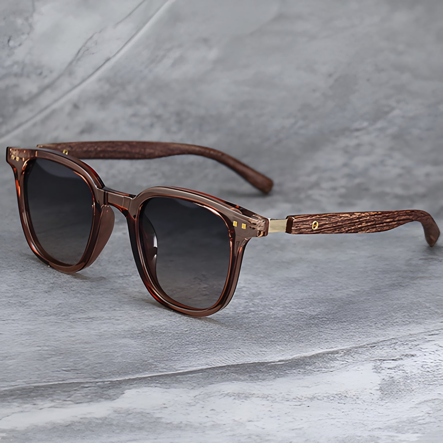 Herrensonnenbrille | Retro | UV-Schutz | Polarisierte Sonnenbrille | Quadratische Sonnenbrille-Transparentes Braun-Chaps Herrenmode