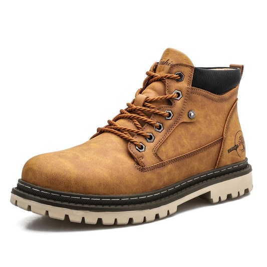 Herren Schnürstiefel Rutschfest Leder Schwarz - Eveloria