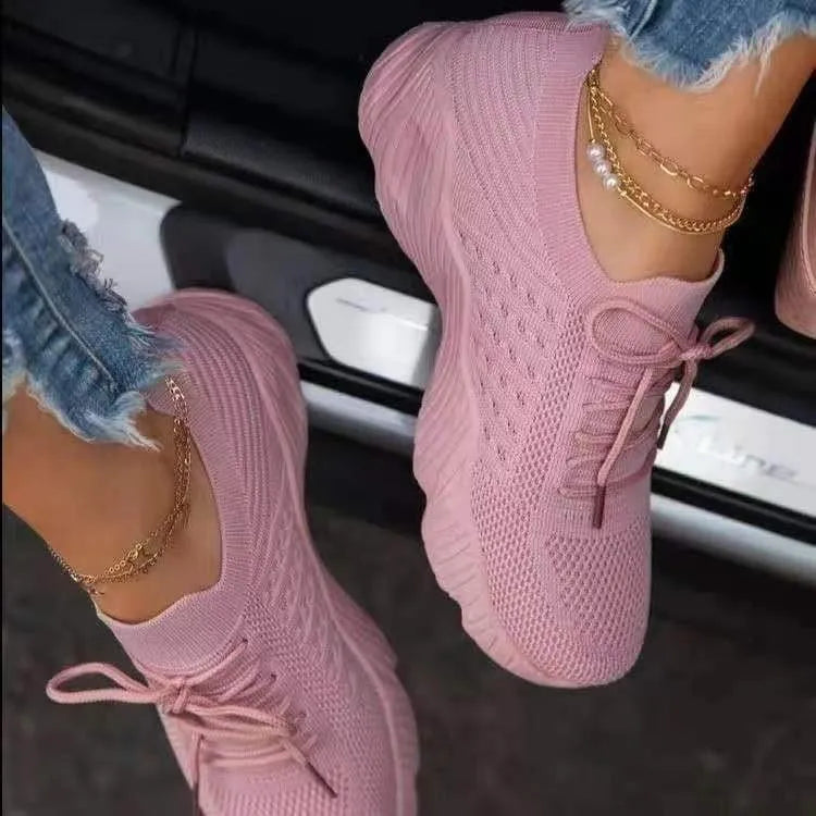 Damen Plateau Sneaker Schnürung Sportlich