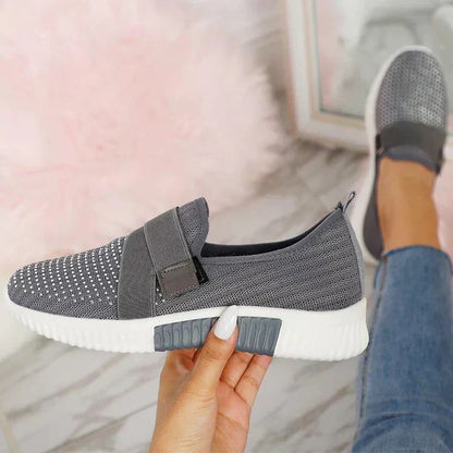 Eveloria Damen Slip-On Sneaker Klett Schuhe