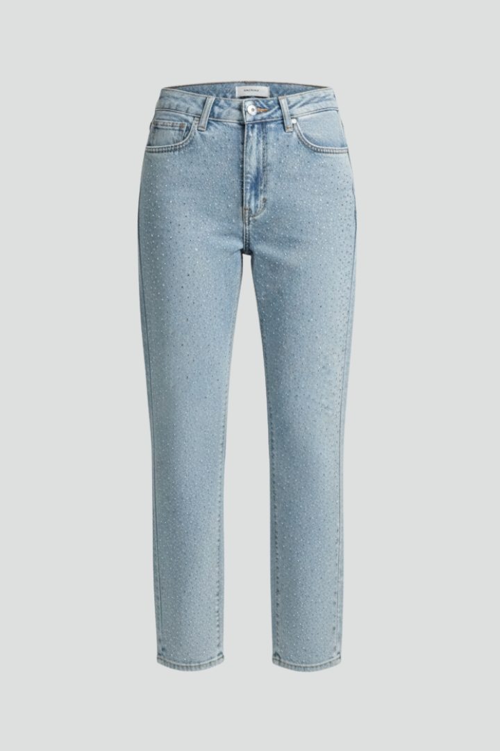 Damen High-Waist Glanz-Straight-Leg Jeans - Eveloria