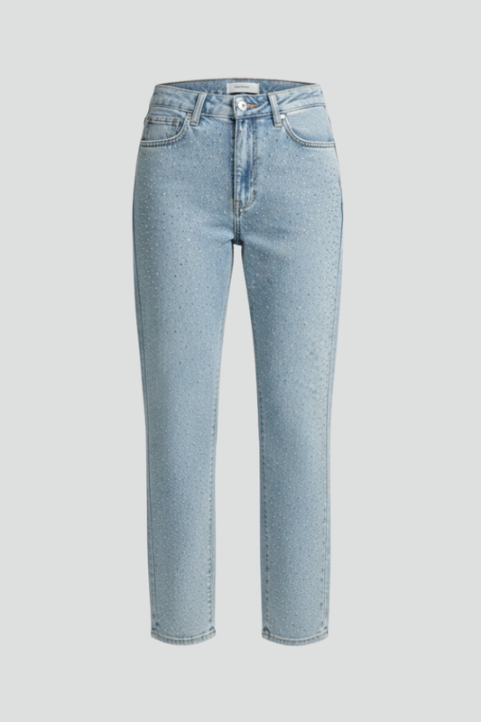 Damen High-Waist Glanz-Straight-Leg Jeans - Eveloria