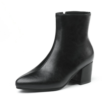 Damen Ankle Boots Blockabsatz Spitz Toe Leder
