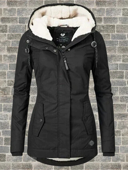 Damen Hoodie Wintermantel Normale Passform
