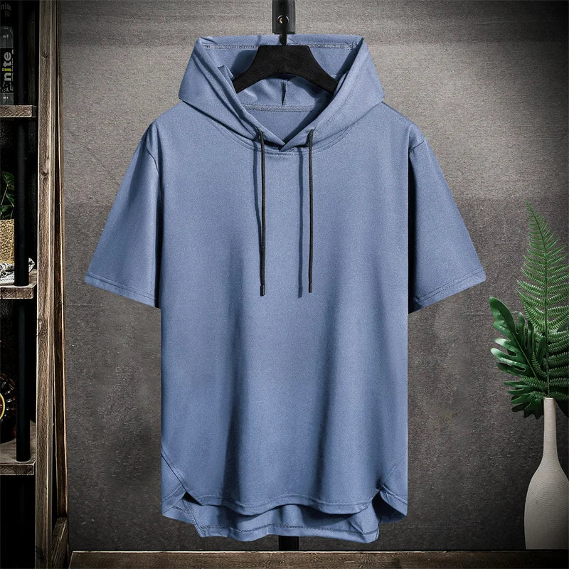 Hoodie - Übergröße - Kurzarm - Herren T-Shirt - Pullover Hoodie-Blau-M-Chaps Herrenmode