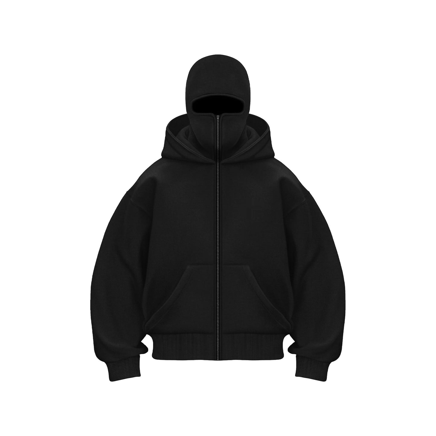Herren Hoodie Mit Maske Reißverschluss Schwarz - Eveloria