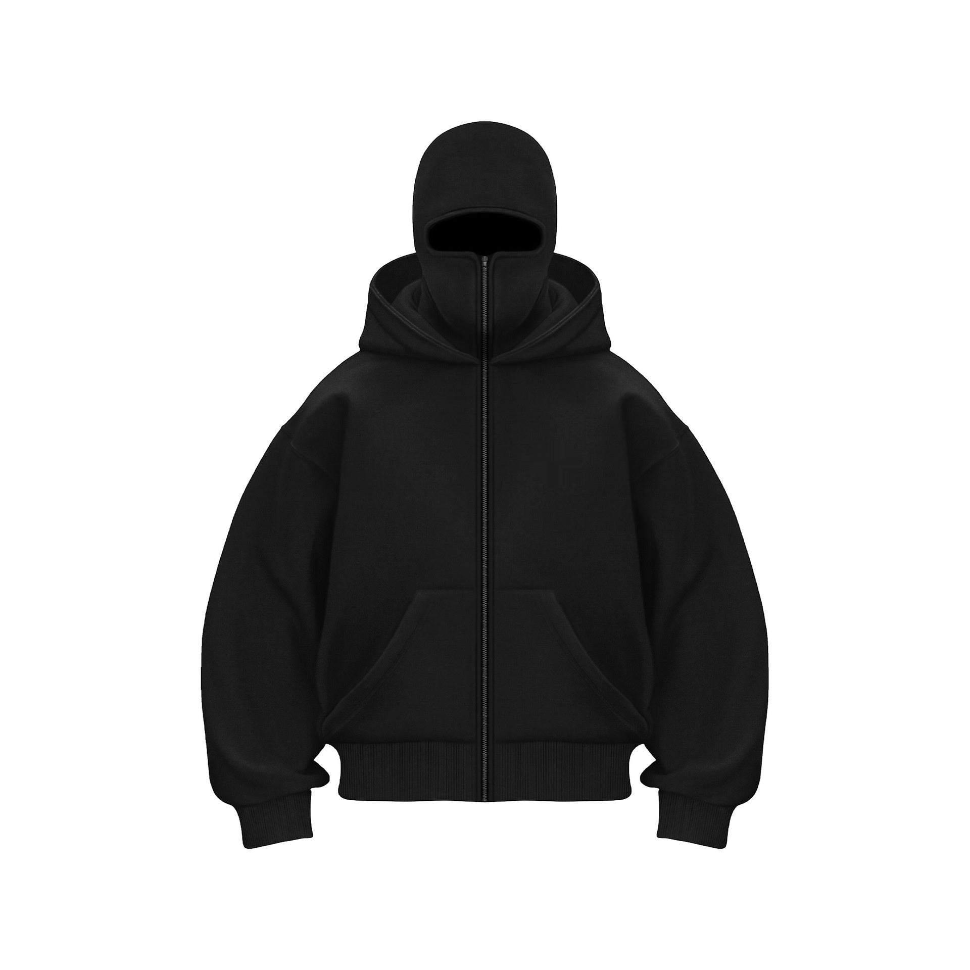 Herren Hoodie Mit Maske Reißverschluss Schwarz - Eveloria