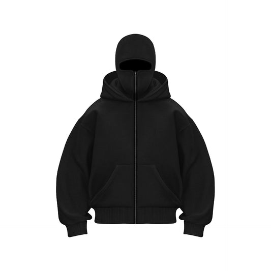 Herren Hoodie Mit Maske Reißverschluss Schwarz - Eveloria