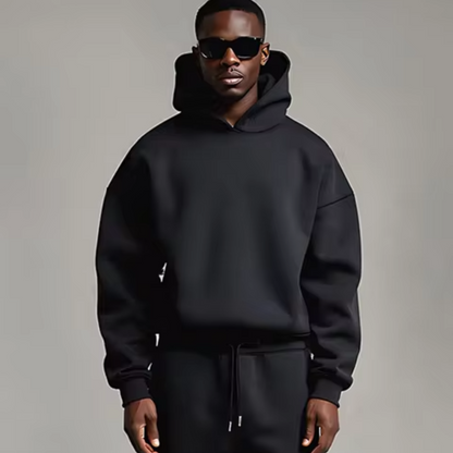 Herren Trainingsanzug Zweiteilig Hoodie Jogginghose Set Schwarz - Eveloria