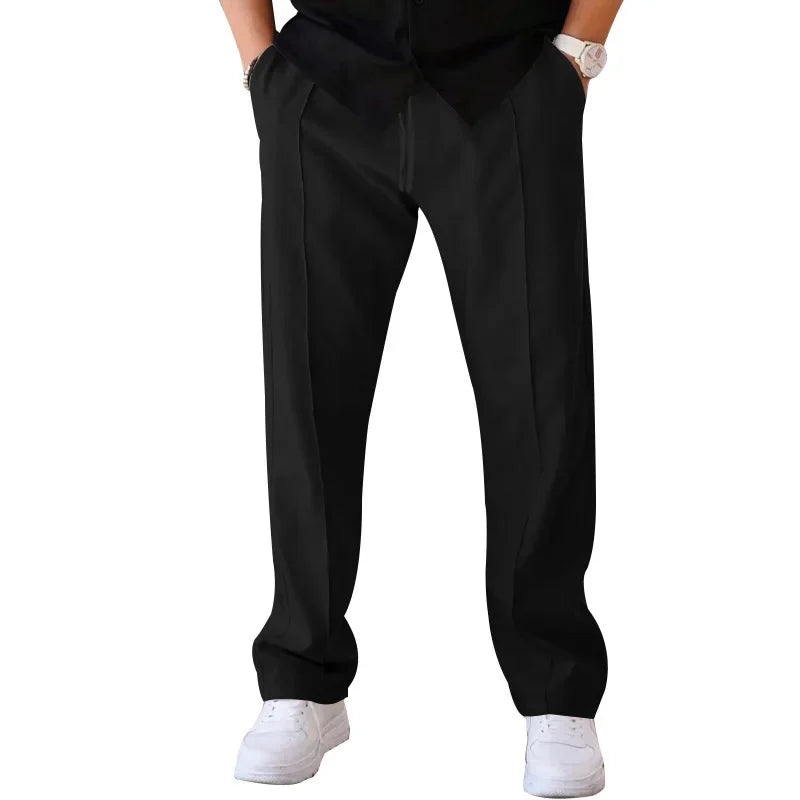 Hose mit Kordelzug – Lässige Hose mit geradem Bein für Männer-Schwarz-S-Chaps Herrenmode