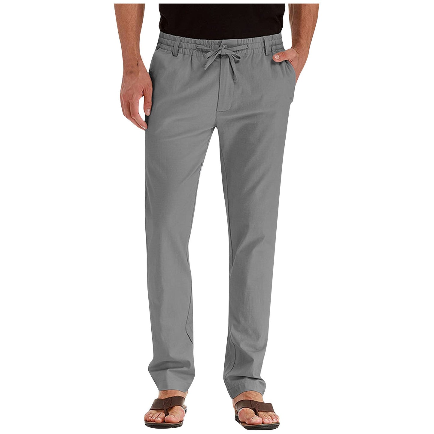 Hose mit geradem Bein – Herren-Hose mit elastischem Tunnelzug und lockerer Passform-Grau-S-Chaps Herrenmode