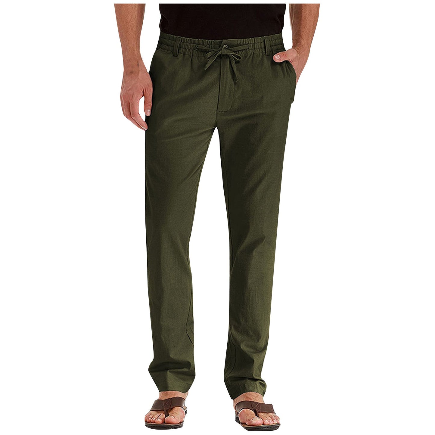 Hose mit geradem Bein – Herren-Hose mit elastischem Tunnelzug und lockerer Passform-Grün-S-Chaps Herrenmode