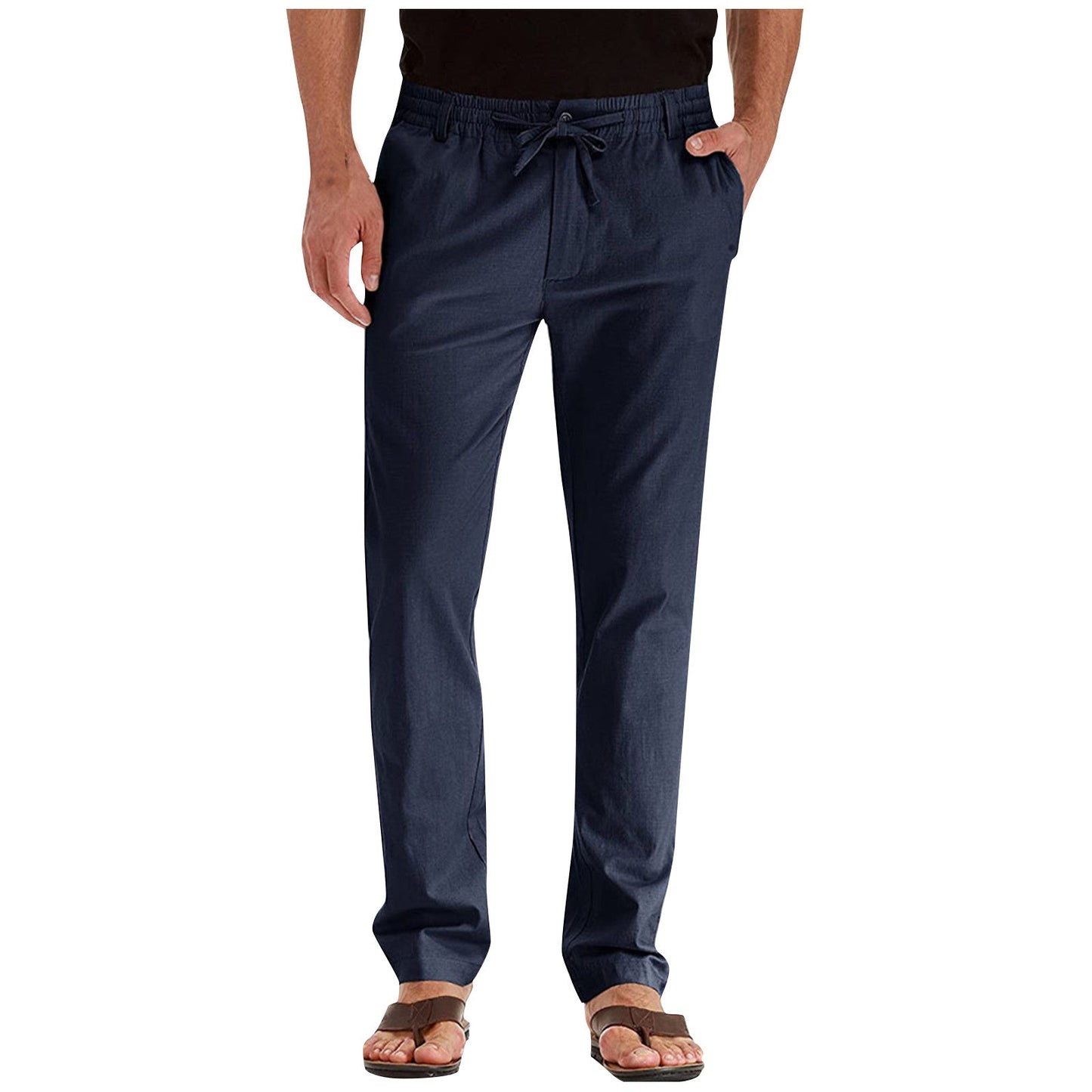 Hose mit geradem Bein – Herren-Hose mit elastischem Tunnelzug und lockerer Passform-Marineblau-S-Chaps Herrenmode