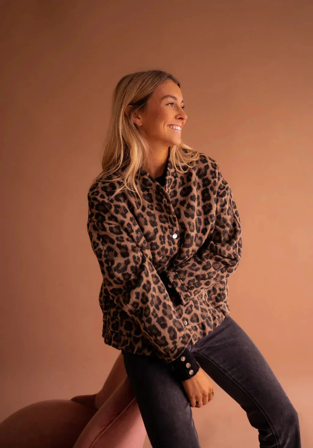 Damen Leopard-Print Jacke