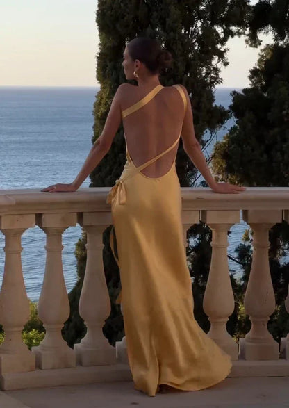 Eveloria Damen Satin Kleid Glänzend Sommerfarben