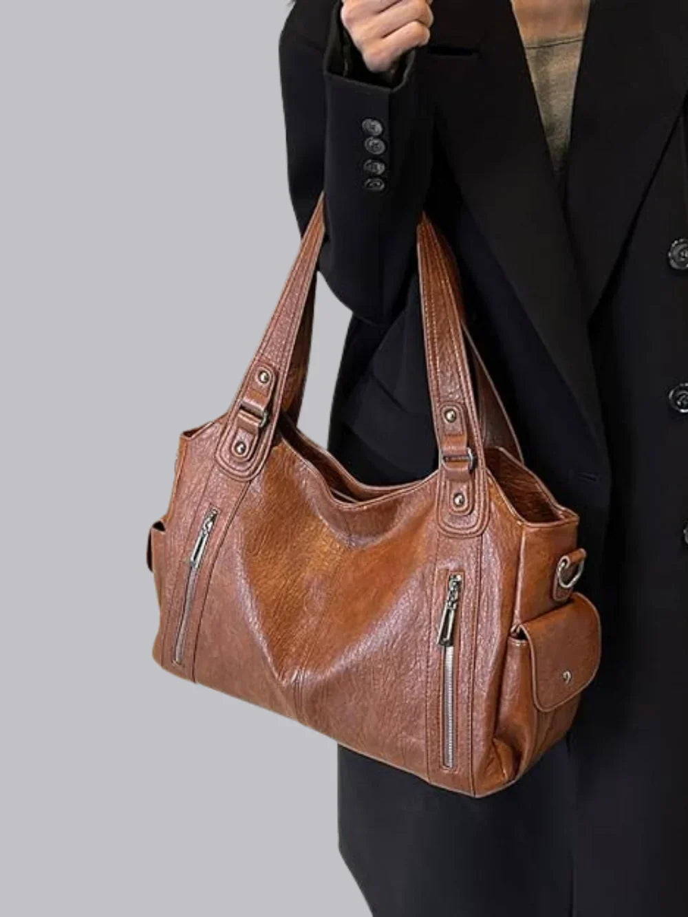 Damen Handtasche Groß Schultergurt Leder