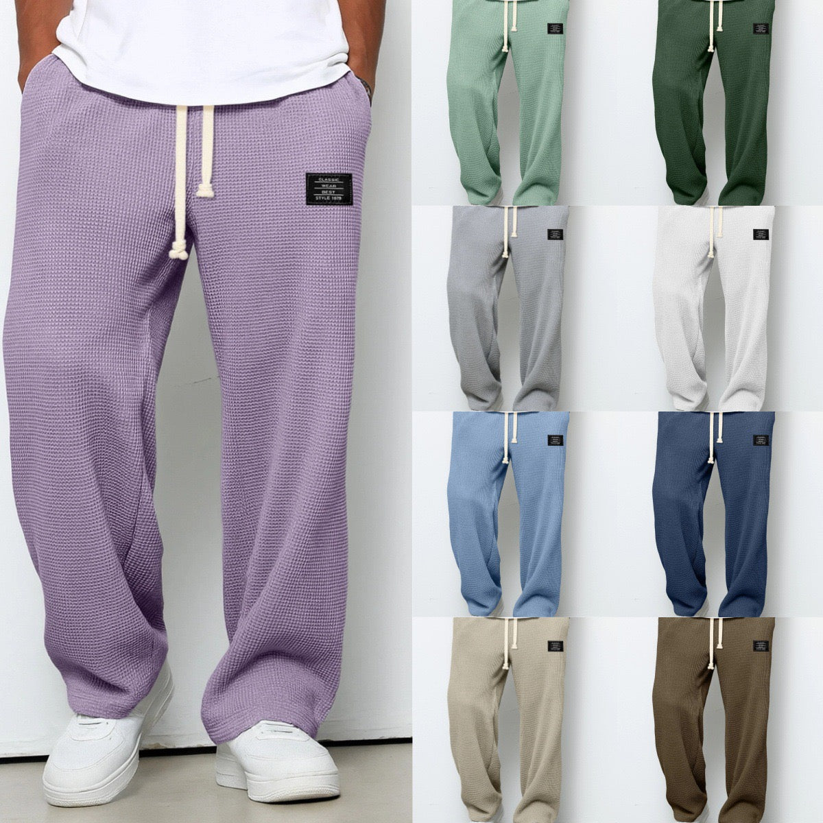 Herrenhose Waffelstrick Kordelzug Bequem
