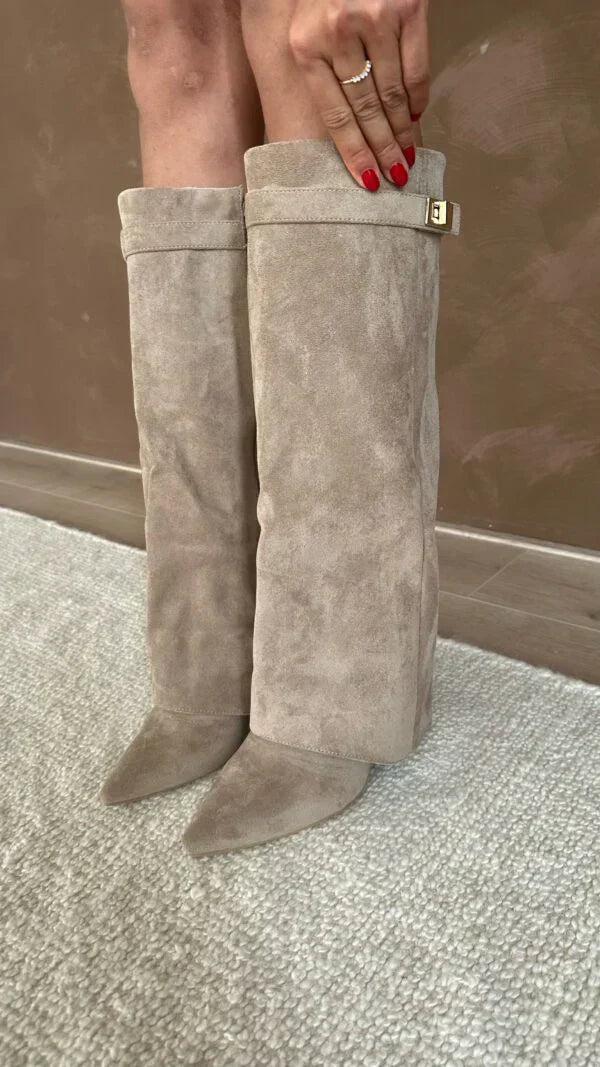 Eveloria Damen Kniehohe Stiefel Leder