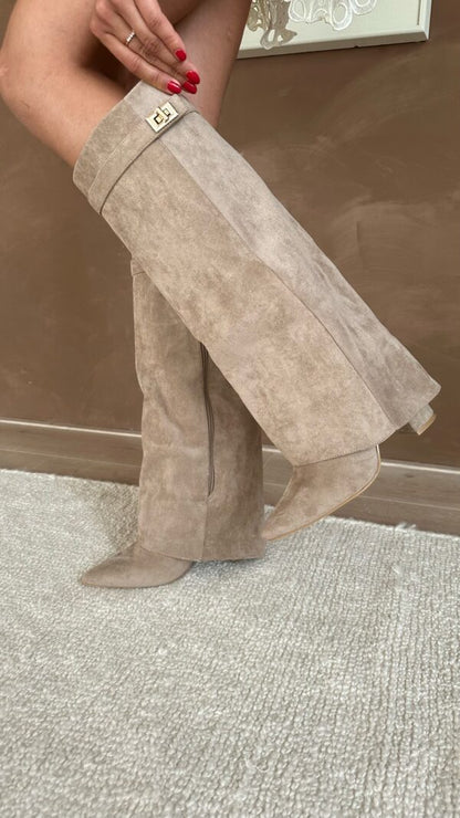 Eveloria Damen Kniehohe Stiefel Leder
